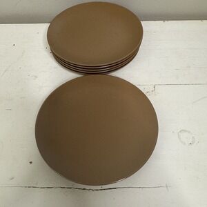 7 Vintage Melamine 6" Salad Bread Plates Brown G7  Texas Ware Melmac